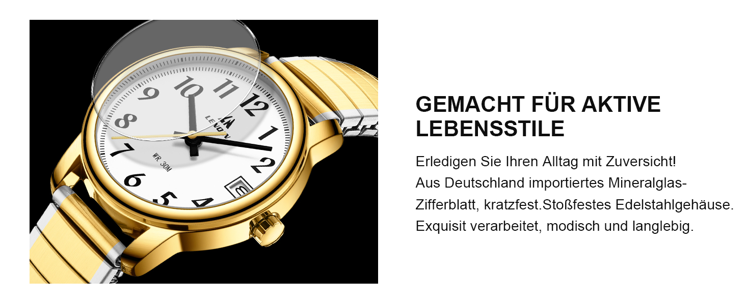 Жіночий годинник LN LENQIN: Водонепроникні годинники для жінок з нержавіючої сталі, кварцовий механізм, регульований браслет (сріблястий, золотий, білий)