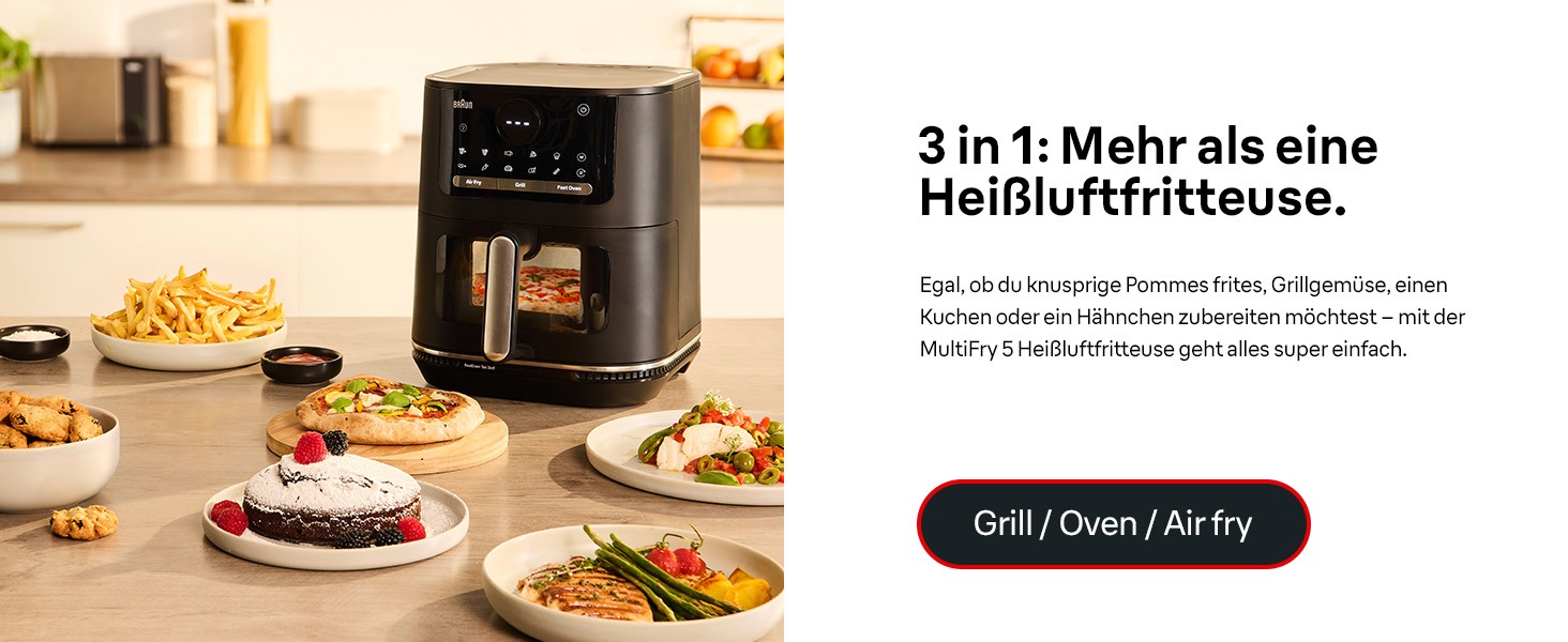 Фритюрниця електрична Braun MultiFry 5 HF5030 6л з технологією RealAir, чорна - аерофритюрниця з сенсорним керуванням та 20 програмами