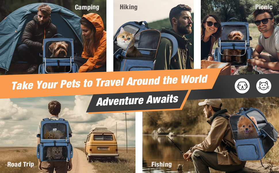 Подвійний рюкзак для котів на 2 котів - великий переносний рюкзак для котів/собак до 11 кг - блакитний