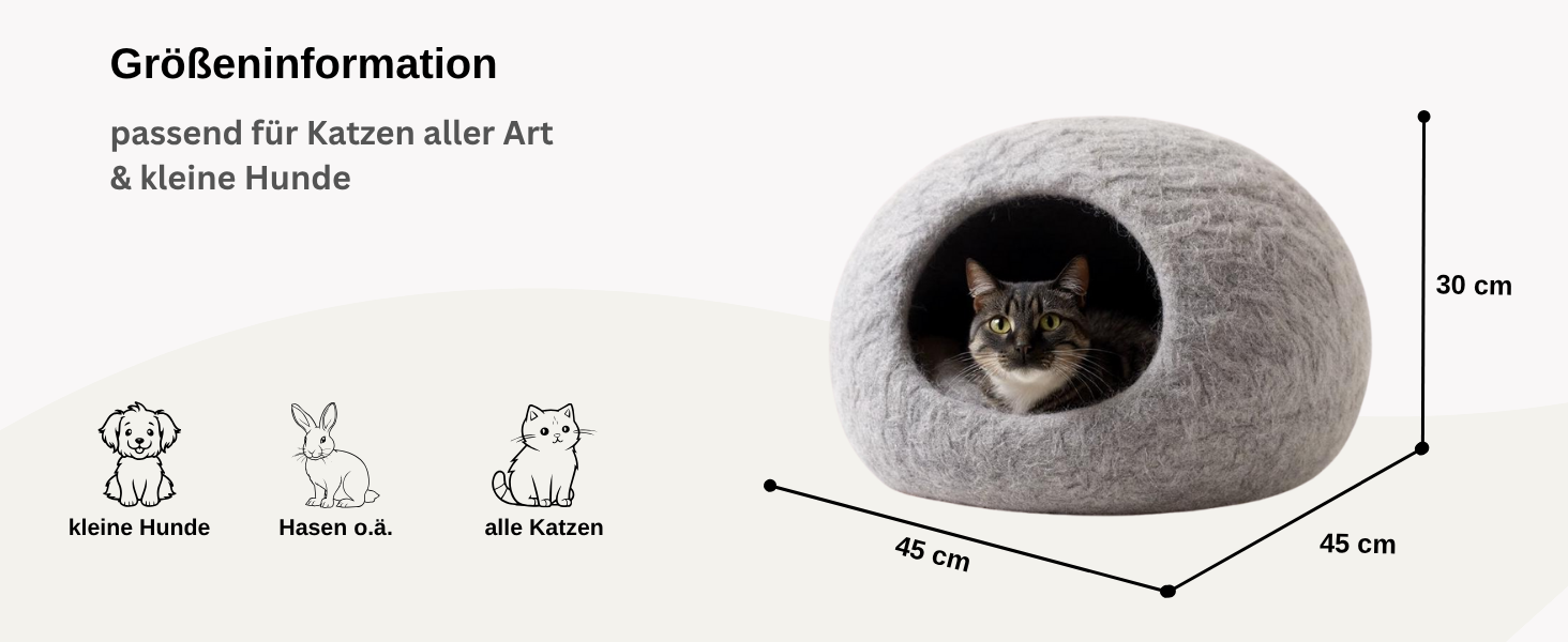 Кігтечка-будиночок для котів XL з ромні вовни - м'яке та комфортне ліжко для котів, 3 кольори, сірий