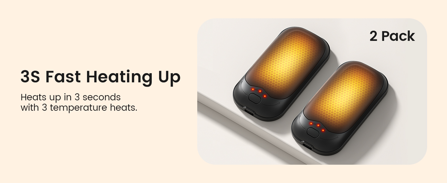 Електричні грілки для рук Gabless 2 шт., USB, портативні, 3 рівні нагріву, швидкий нагрів, чорні - чудовий подарунок для чоловіків та жінок