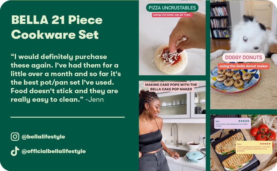 Набір кухонного посуду BELLA з антипригарним покриттям (21 предмет) – каструлі, сковорідки, форми для випічки, контейнери для зберігання, червоний