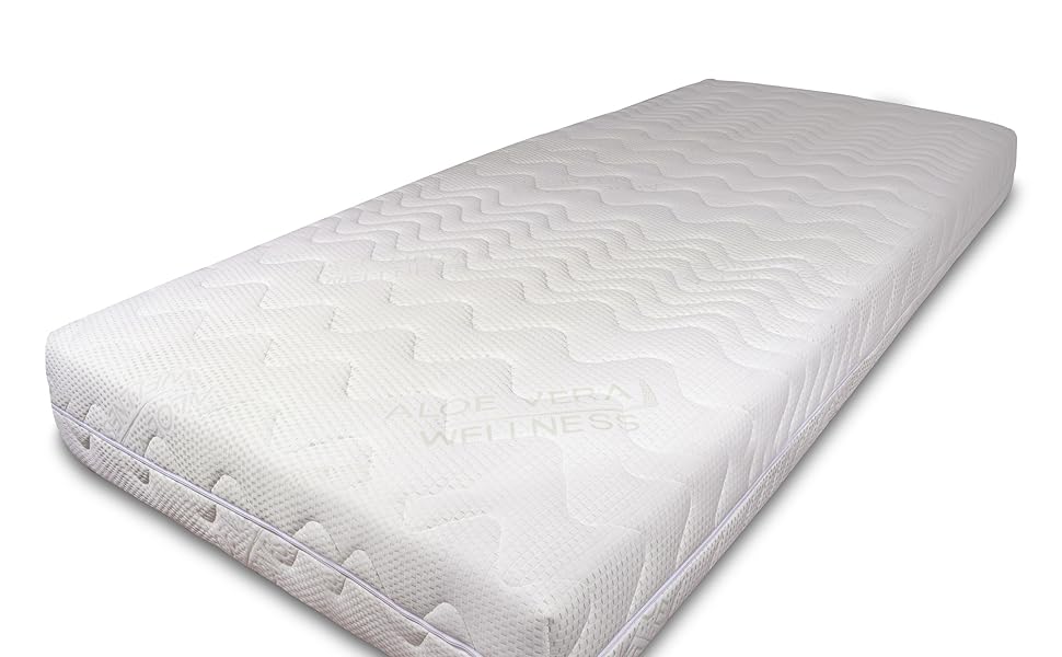 Чохол для матраца BONEX Komfort 90x200 см, висота 16-18 см, двошарова тканина з алое вера, для алергіків, прати при 60°C, 4-стороння блискавка, білий/зелений