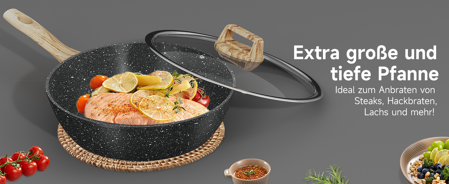 Набір посуду HOMELUX Induktion: 12 предметів, алюміній, антипригарне покриття, з кришками, без PFOA/PFOS, чорний