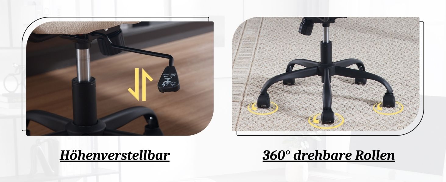 Крісло офісне, комп'ютерне, для дому, з регулюванням висоти, 360° обертання, з підлокітниками, з екошкіри, бежеве