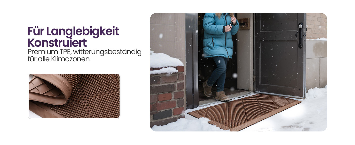 Килимок для дому та вулиці DEXI, 43x90 см, коричневий, водонепроникний, з антиковзким покриттям