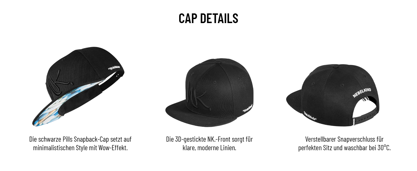 Кепка Snapback Nebelkind: унісекс, регульований розмір, чорно-синій колір, стиль Streetwear, бейсболка з прямим козирком, ретро