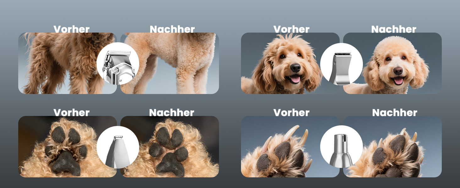 Машинка для стрижки собак Oneisall 4-в-1: стрижка, триммінг, шліфування кігтів. Для собак та котів, тиха, професійна, 4 години роботи від акумулятора