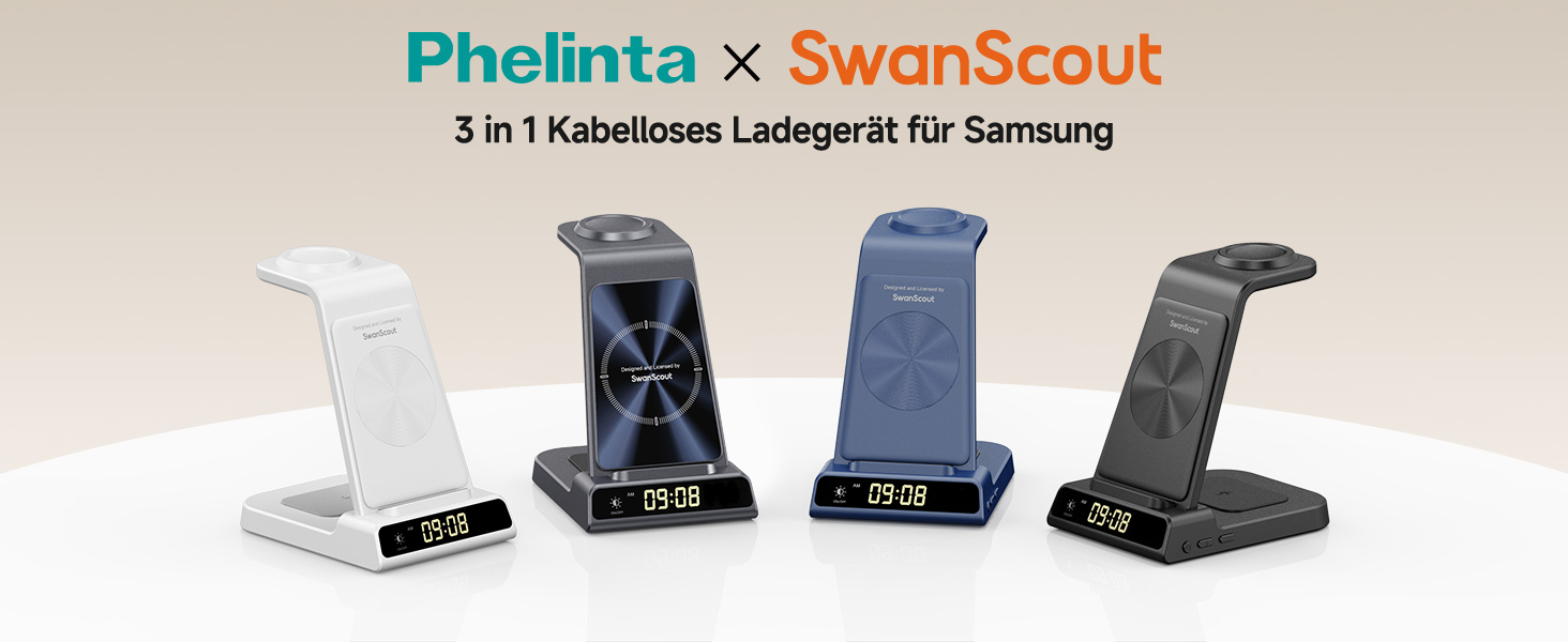 Бездротова зарядна станція 3-в-1 для Samsung Galaxy S26 Ultra, Watch 8/Ultra/7/6/5, Buds 4/4 Pro (Блакитна) - Швидка індуктивна зарядка