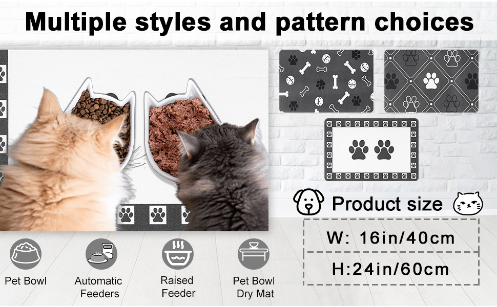 Килимок для тварин, надпоглинувач, для собак та котів, з неслизьким гумовим дном, швидковисихаючий, миючий, 40 x 60 см, 2 пари принтів лап, з точками