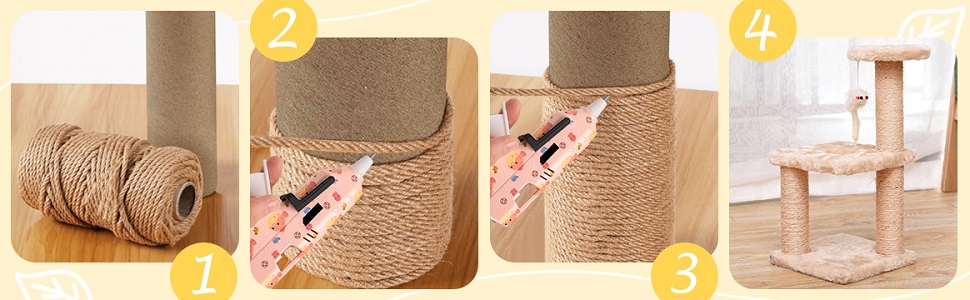 100M Sisal Rope for Cat Trees 8MM, Natural Sisal Rope for Cats, Scratch Rope, Household, Garden, DIY, Decoration, Cord for Replacement