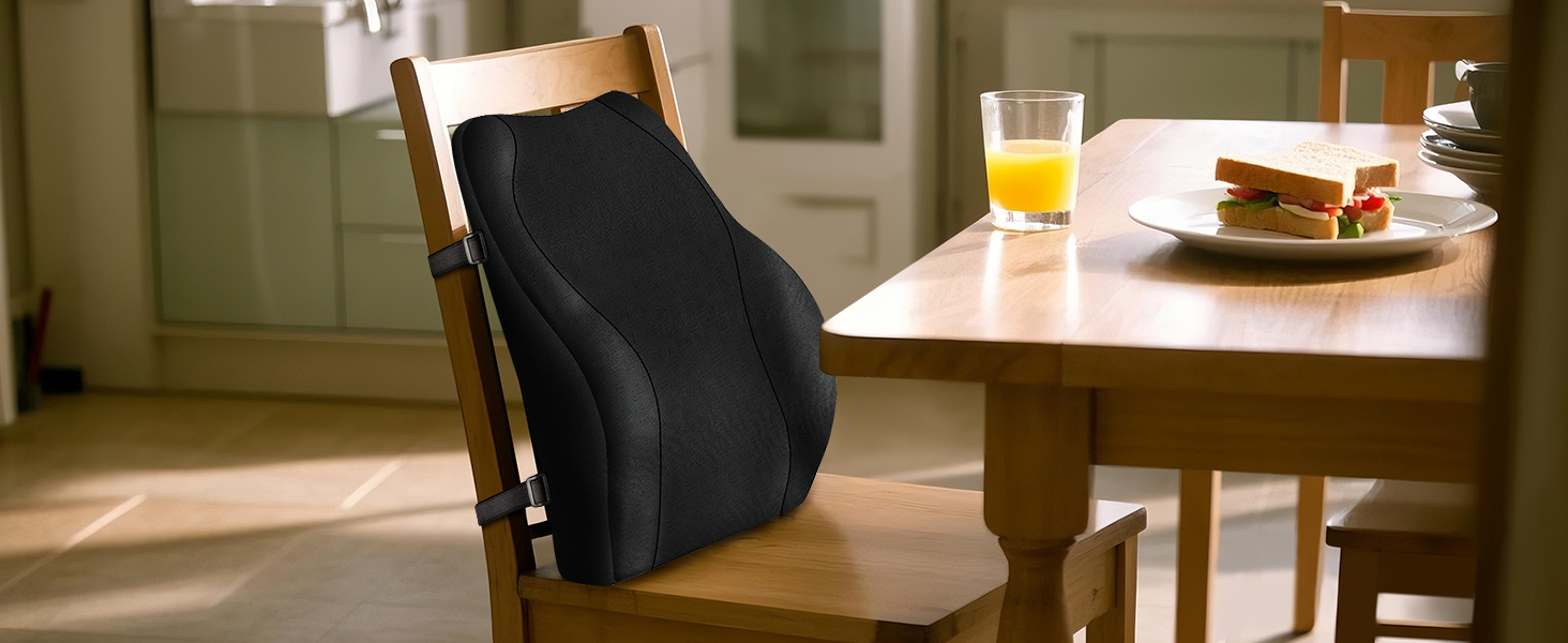Подушка для спини Ergonomica Travel Ease з Memory Foam, для офісного та комп'ютерного крісла, з антистатичним, приємним до шкіри чохлом, для комфортної посадки (Чорний)