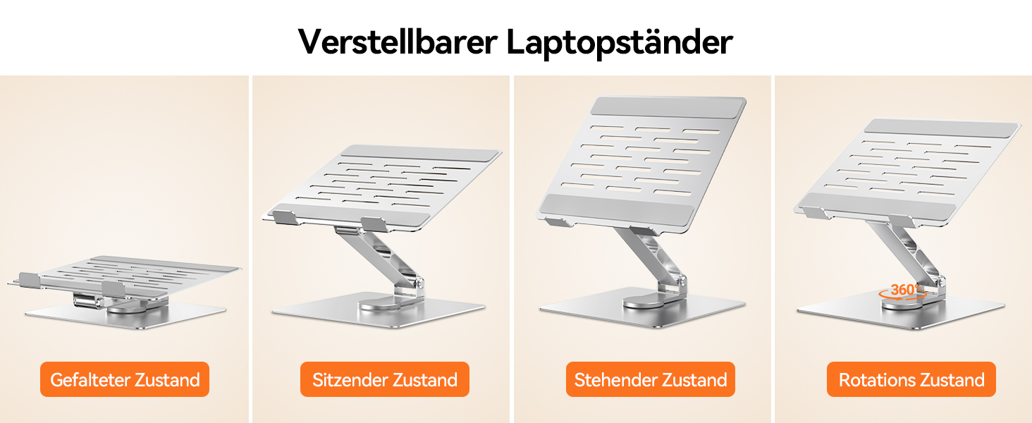 Підставка для ноутбука TECKNET, регульована висота, 360° обертання, складна, для MacBook Air/Pro, до 17