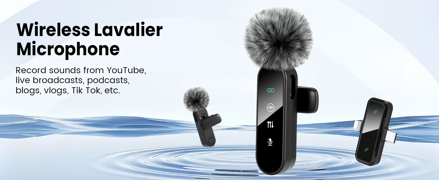 Беспроводной петличный микрофон Dual Set - Plug & Play, с автоматическим сопряжением, шумоподавлением, для iPhone, Android, USB-C устройств, YouTube, подкастов и видеосъемки