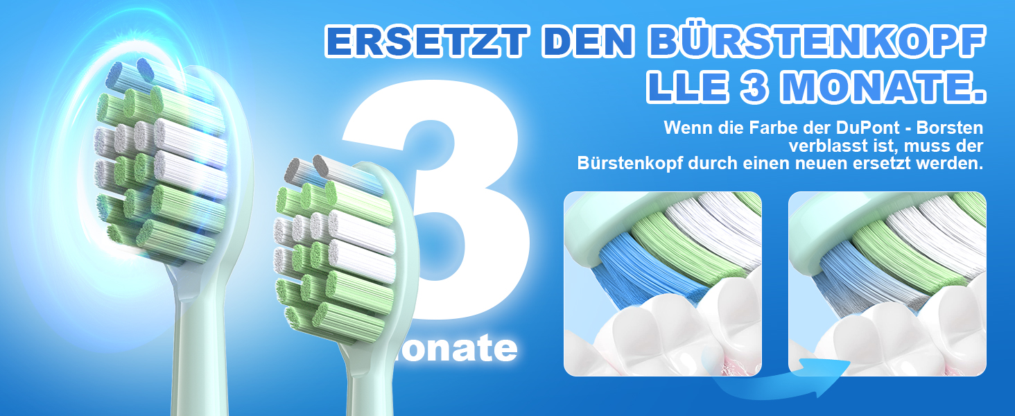Електрична звукова зубна щітка JTF з 6 насадками 40000 VPM, 5 режимів, IPX7, таймер 2 хв, зелена