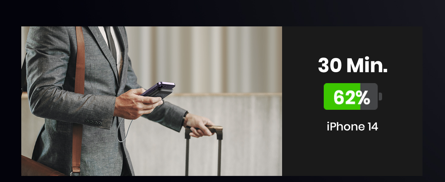 Power Bank INIU, 10000mAh, Швидка зарядка USB-C, PD3.0 QC4.0, Сумісний з iPhone, Samsung, iPad, Чорний