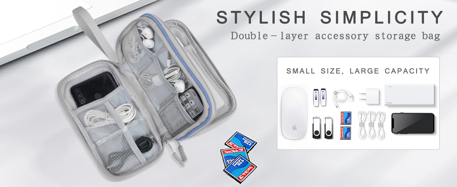 Органайзер для кабелів Skycase: компактна сумка для аксесуарів, USB, Power Bank, 19 x 11 x 5.5 см (фіолетовий)