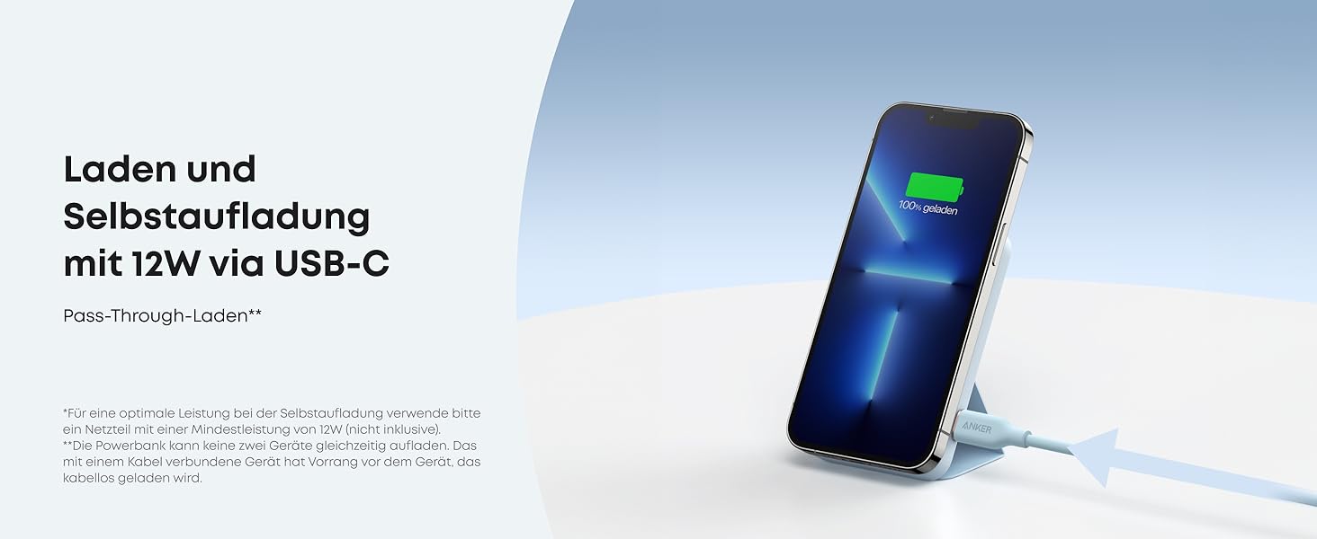 Anker MagGo Powerbank 5000mAh з магнітним з'єднанням, сірий (wolkengrau)