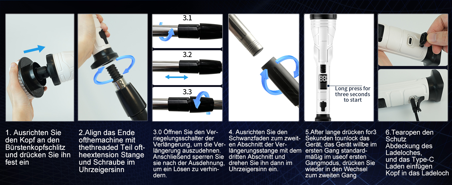 Електрична щітка для прибирання щілин, універсальна для ванної, кухні та авто. 8 насадок, регульована ручка, 3 швидкості. Набір з відром та шваброю