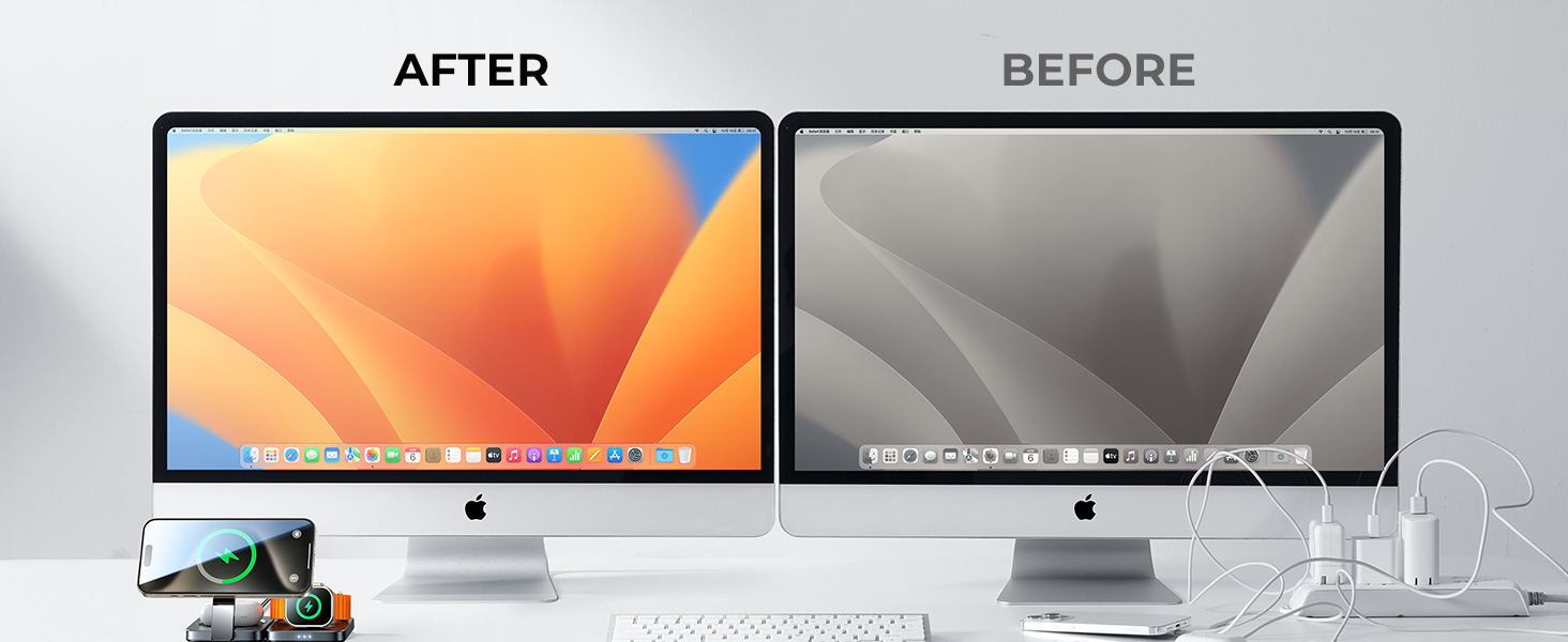 Зарядний станція 3-в-1 для Apple: Apple Watch, iPhone (Magsafe), AirPods. Підтримка iPhone 16 Pro Max, 15, 14, 13, 12