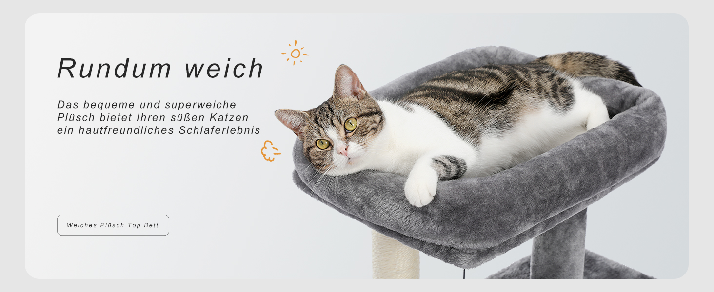 Котячий будиночок з когтеточкою PETEPELA з сизалевим мотузком, плюшевою лежаком та ігровим будинком для котів, сірий, 90 см