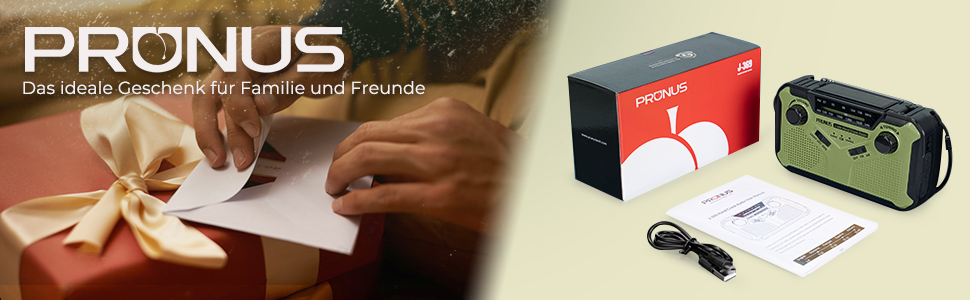 Радіо PRUNUS J-369: FM/AM, з ручним заводом, сонячна панель, Power Bank 3000mAh, SOS-сигнал, ліхтарик для кемпінгу та надзвичайних ситуацій (зелене)