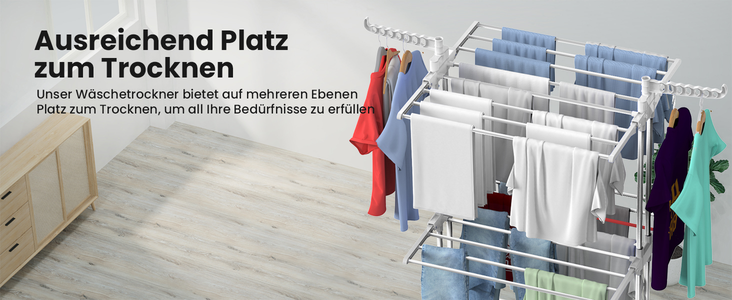 Розкладний сушильник для білизни Innotic з 4 ярусами та колесами (білий/сірий)