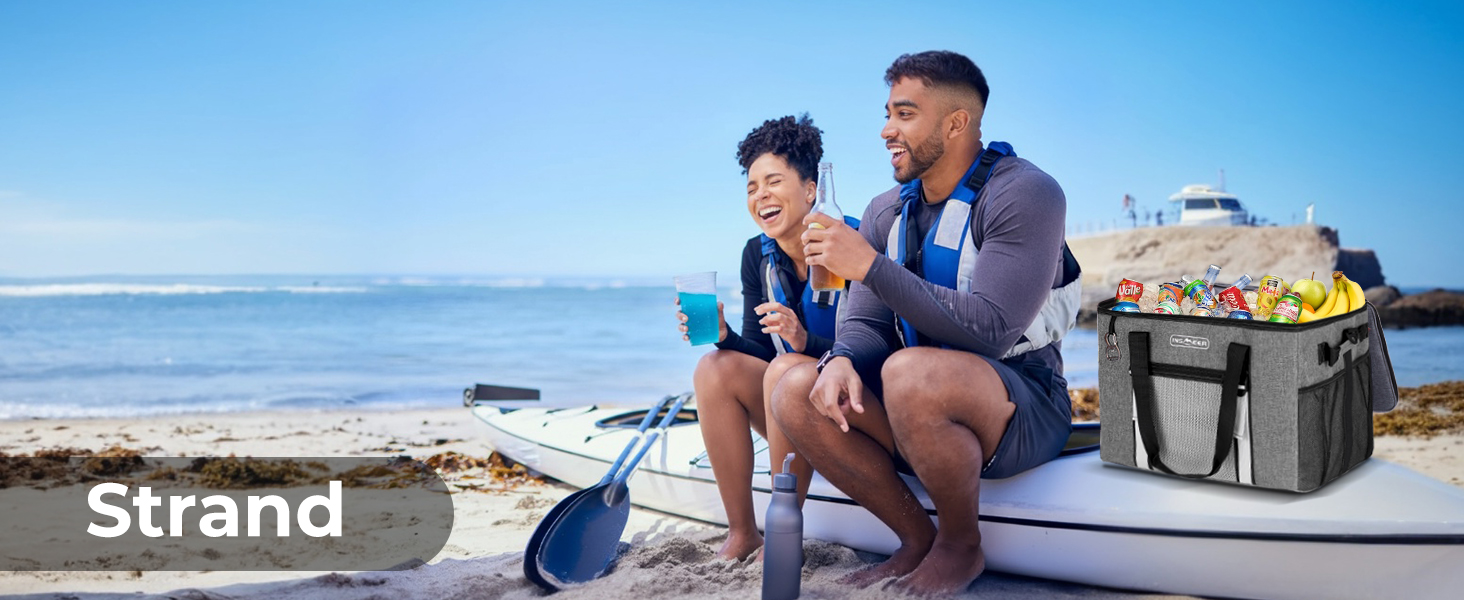 Сумка-холодильник INSMEER 50 л, велика, розкладні, для 80 банок, з відкривачем, для пікніків, кемпінгу, пляжу, сімейних поїздок на 4 особи (темно-сірий)