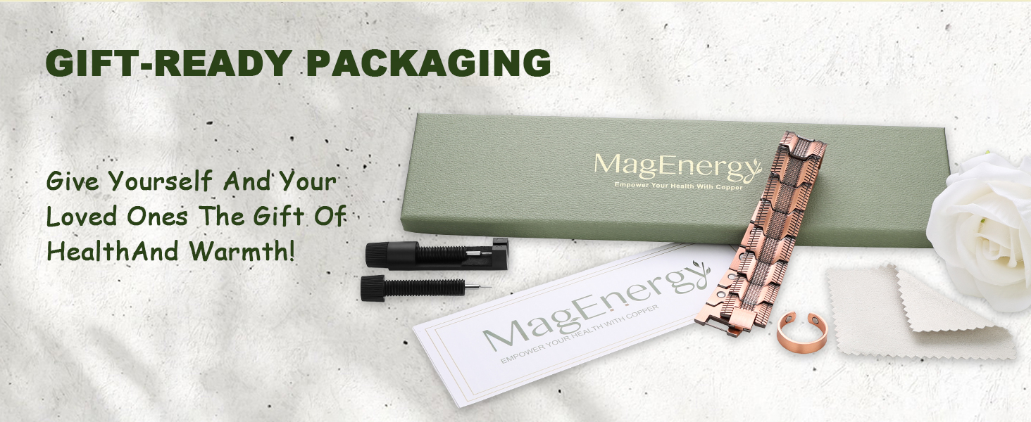 Браслет на руку чоловічий MagEnergy з міді - з 3 потужними магнітами, регульована довжина, інструмент для регулювання розміру