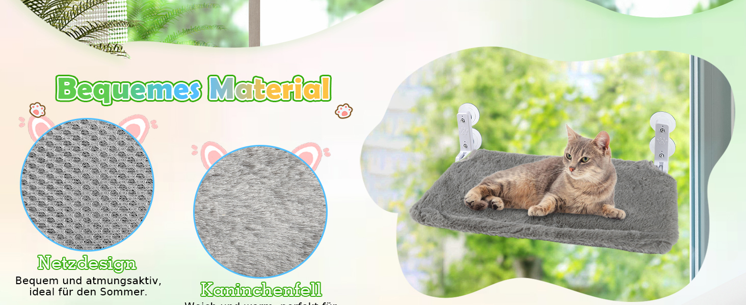 Кігтеточка-ліжко для котів на вікно 60x30 см, сіра, XL, до 20 кг