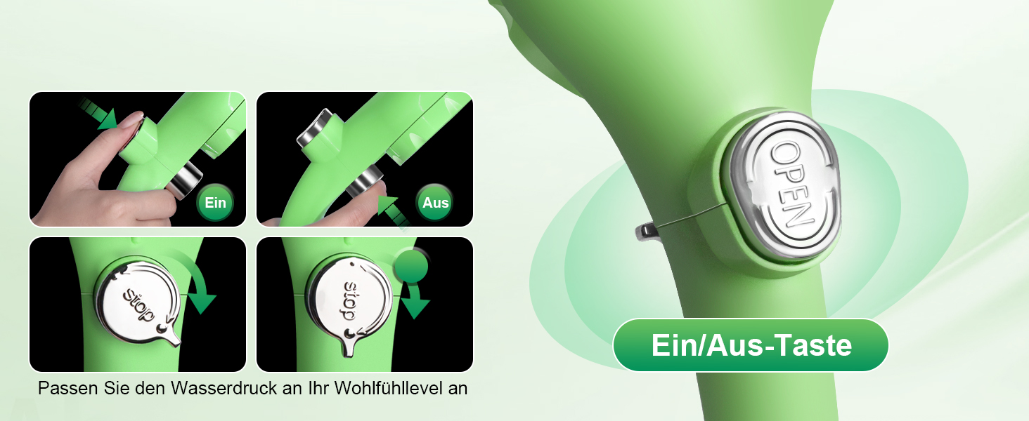 Портативна електродушова система Campingdusche з акумулятором 4500mAh, IPX7, дисплей, для кемпінгу, відпочинку на природі, автомийки, зелена