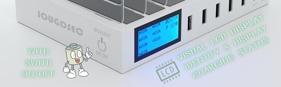 Зарядний пристрій Schnellladestation PD20W QC3.0 7-в-1 з LCD дисплеєм, USB-хаб для iPhone, iPad, Samsung, Huawei (Чорний)