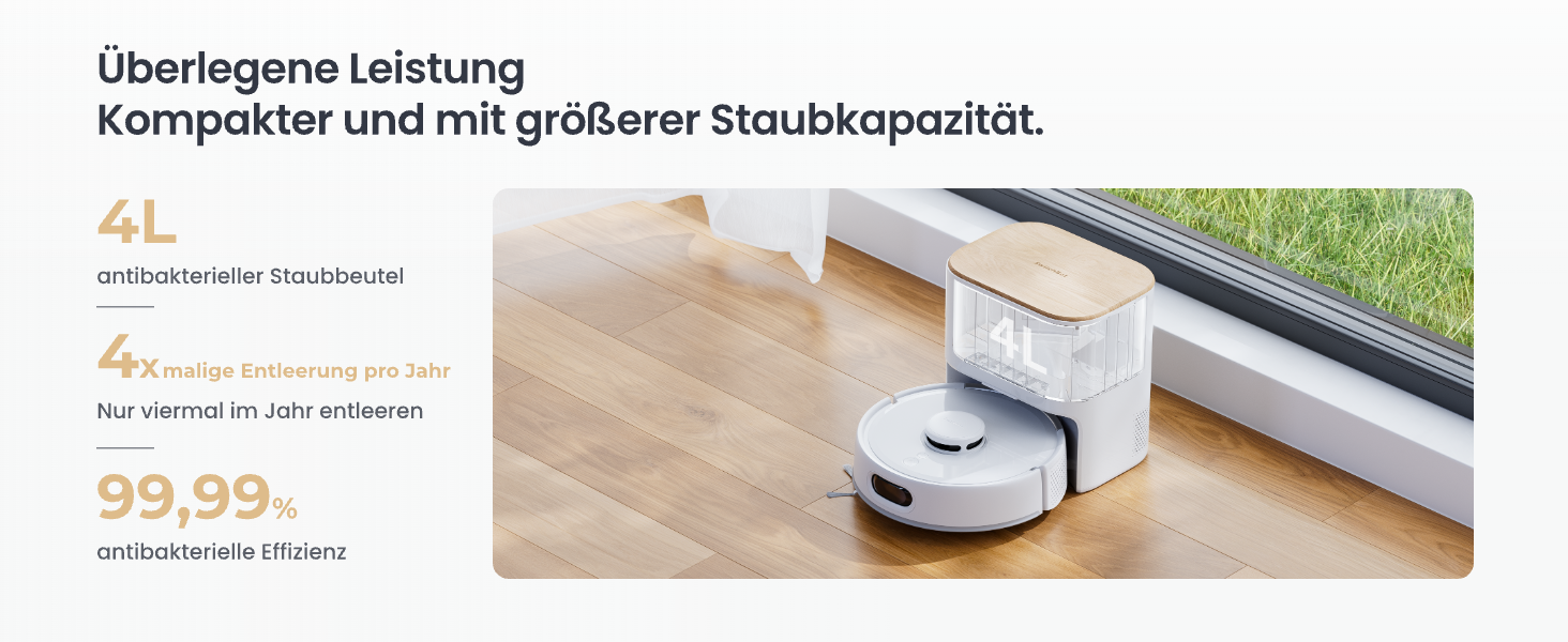 Робот-пилосос SwitchBot K11+ з мокрою прибиранням, 6000Pa, самостійна очистка контейнера, LDS-картування, 3.6 дюйми, сумісний з Apple Home, Alexa, Google Home та Matter, бежевий