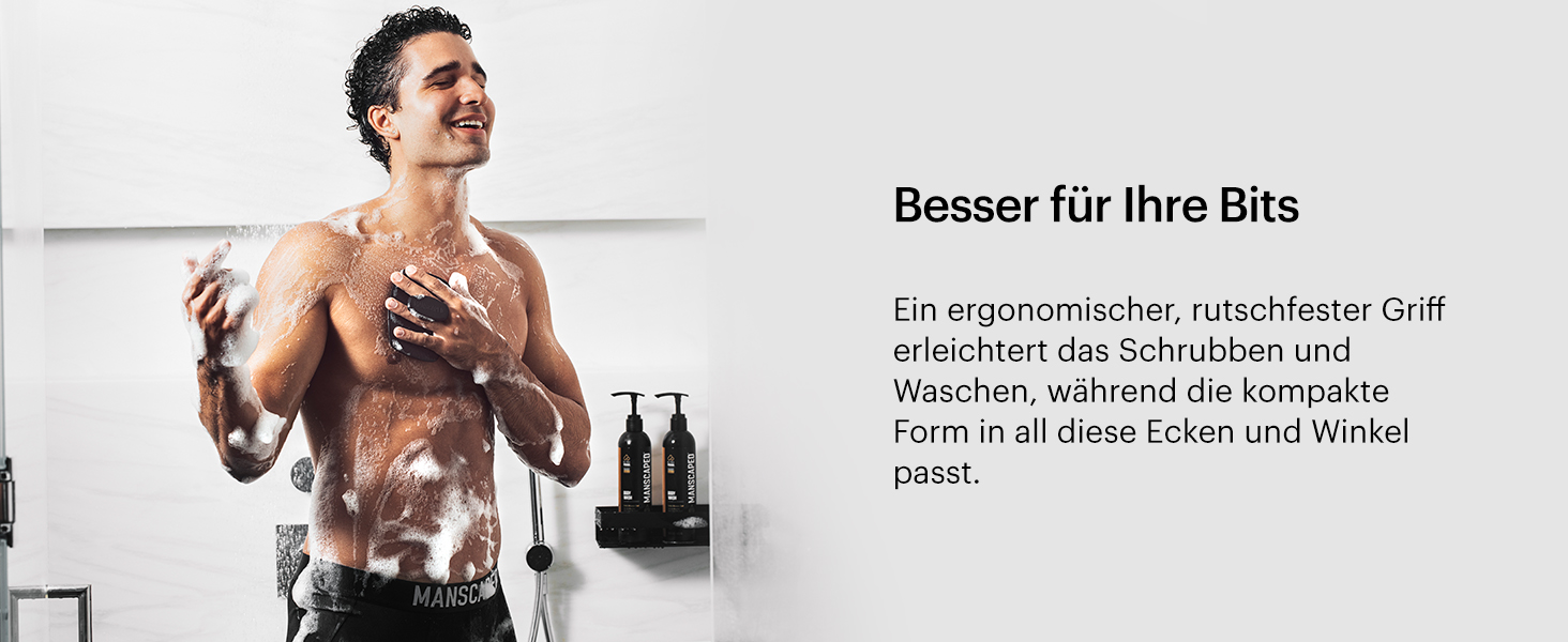 The Body Buffer від MANSCAPED®: силіконовий скрабер для тіла - ефективне очищення та пілінг, ергономічна ручка