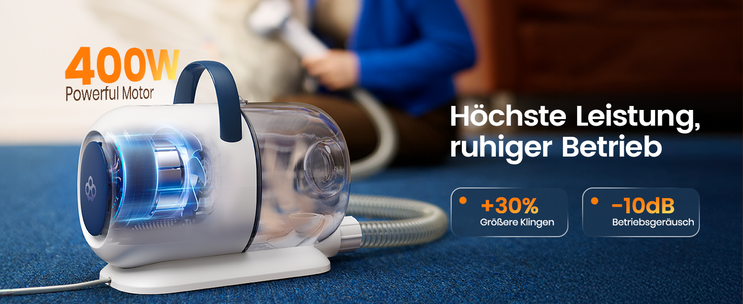 Машинка для стрижки собак Oneisall з пилососом, потужність 12000 Па, видаляє 99.99% шерсті, тиха, для собак та котів, 7 насадок