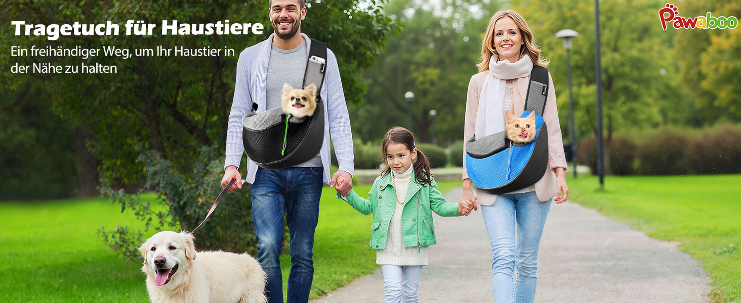 Pawaboo Сумка-переноска для собак, оновлена модель з кишенею для телефону, регульована, чорна, S