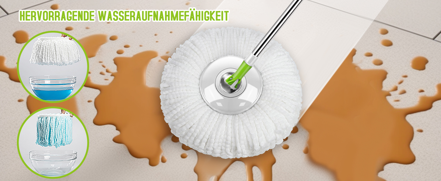 Набір для миття підлоги з відром, 2 в 1: відро для миття з віджимом та моп, моп з педальним віджимом, регульована сталева стійка та 3 мікрофібрових насадок, набір для миття підлоги, відро з педальним віджимом, білий + жовто-зелений