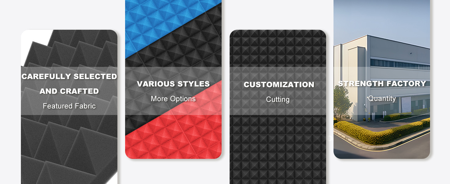 Акустичні панелі JBER самоклейні, звукопоглинаючі пірамідні панелі 30х30х3 см для студії, офісу та спальні, чорний колір (12 шт)