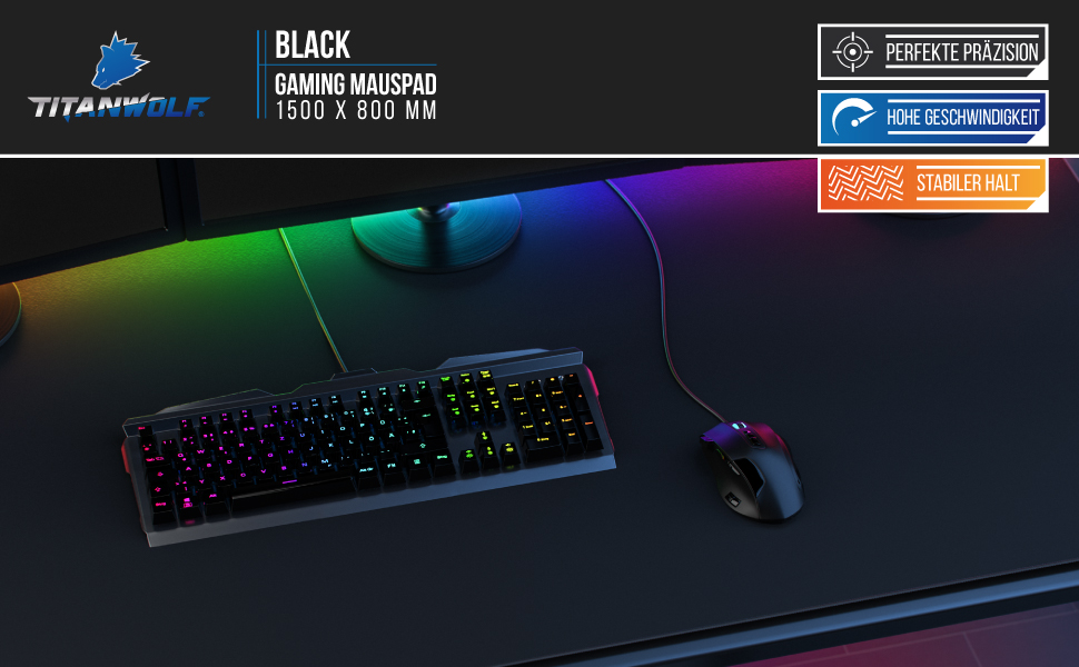 Килимок для миші Titanwolf XXXL 1200x600 мм - великий ігровий килимок з мотивом для миші та клавіатури, покращена точність та швидкість