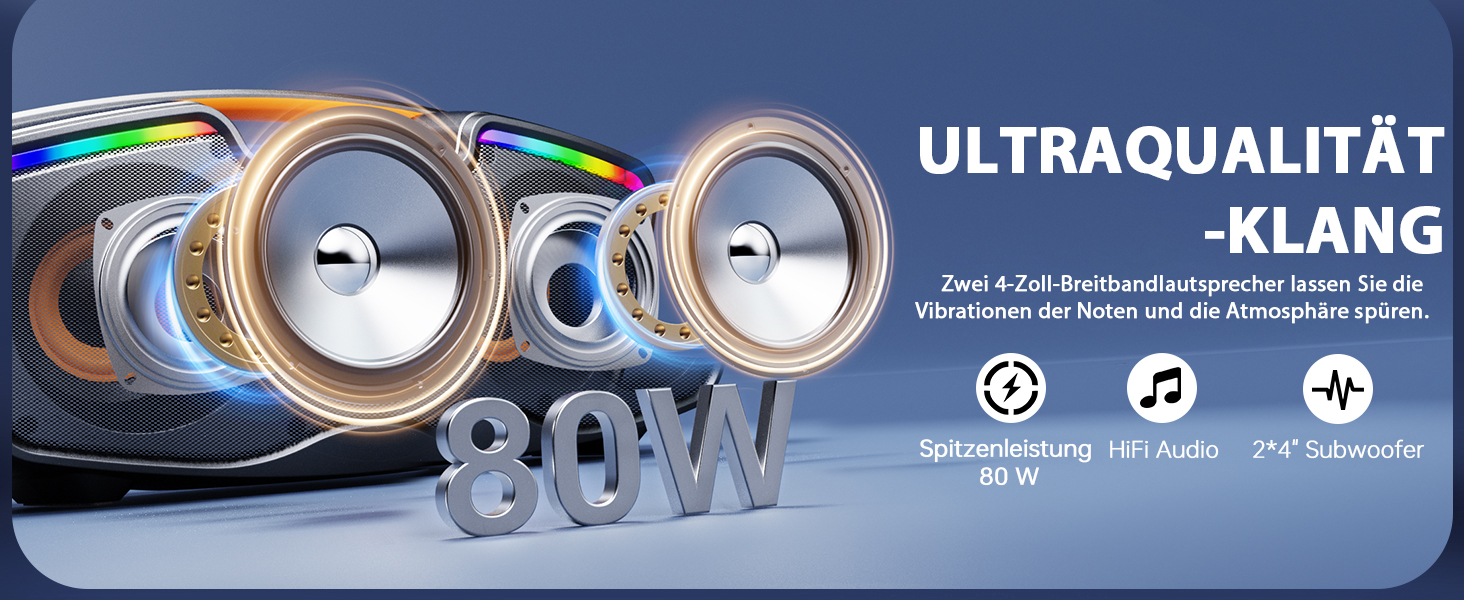 Bluetooth-караоке машина для дорослих та дітей, портативна 80W акустика з 2 бездротовими мікрофонами, регулятором ехо, підтримка USB/AUX/TF-картки, ідеальний подарунок для дому та вулиці