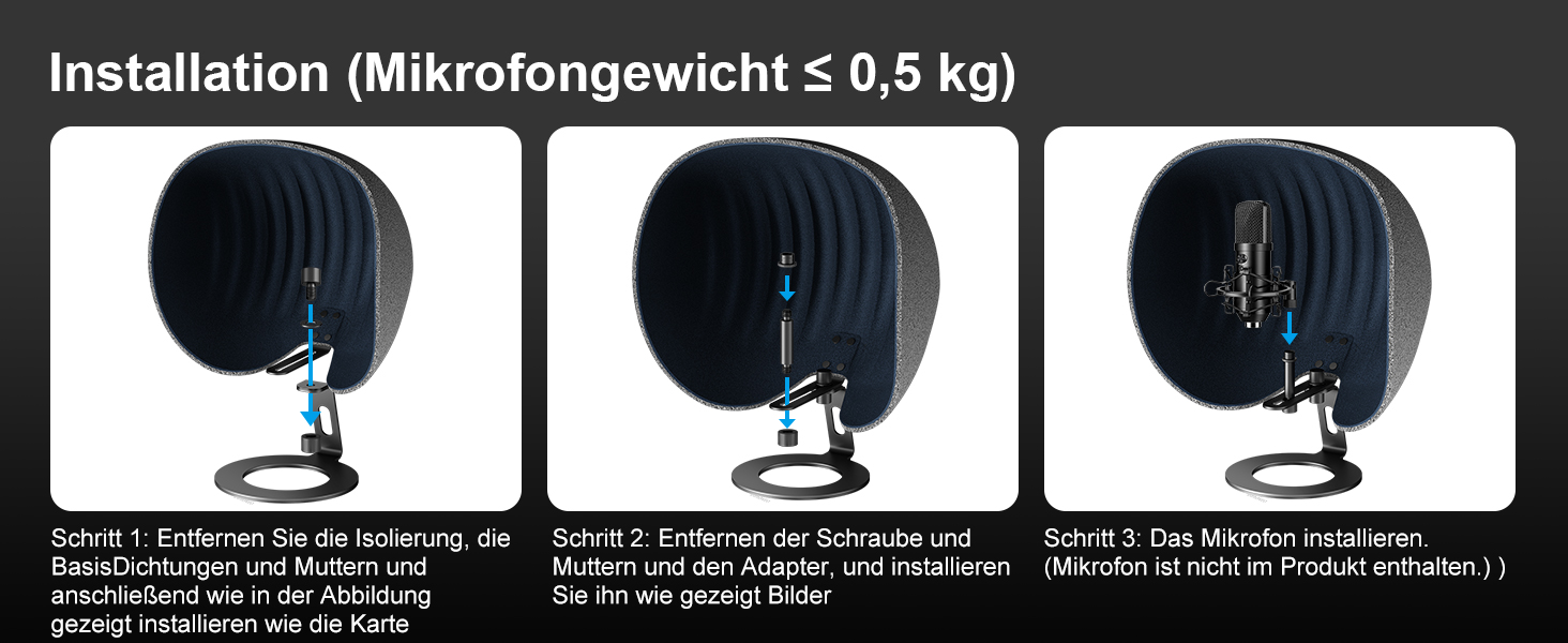 Акустичний ізоляційний екран для мікрофона AOKEO, поп-фільтр та звукопоглинаючий щит, регульований