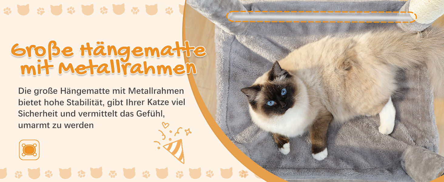 Комплекс для котів PAWZ Road з гамаком, будиночком та когтеточками, сірий, 143 см