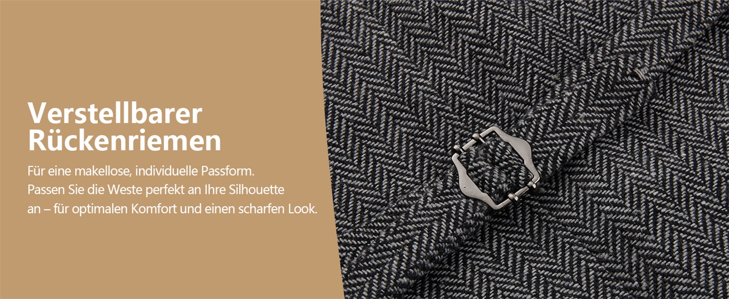 Жилет чоловічий HISDERN Vintage Casual Tweed з вовни в колірну смужку Herringbone для весілля, офісу та ділових зустрічей (L, темно-сірий)