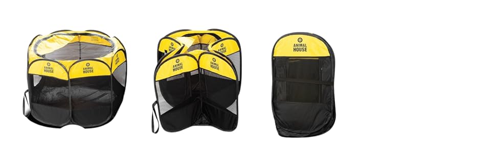 Складаний водовідштовхуючий загін для цуценят, собак, котів та кроликів Animal House: універсальний та портативний, для дому, 74 x 74 x 43 (Жовтий, маленький)