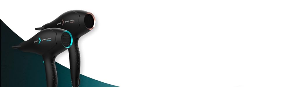 Фен Cecotec Bamba IoniCare 5350 Powershine Ice: іонний, 2600 Вт, 2 насадки, дифузор, регулювання температури та швидкості, чорний/блакитний