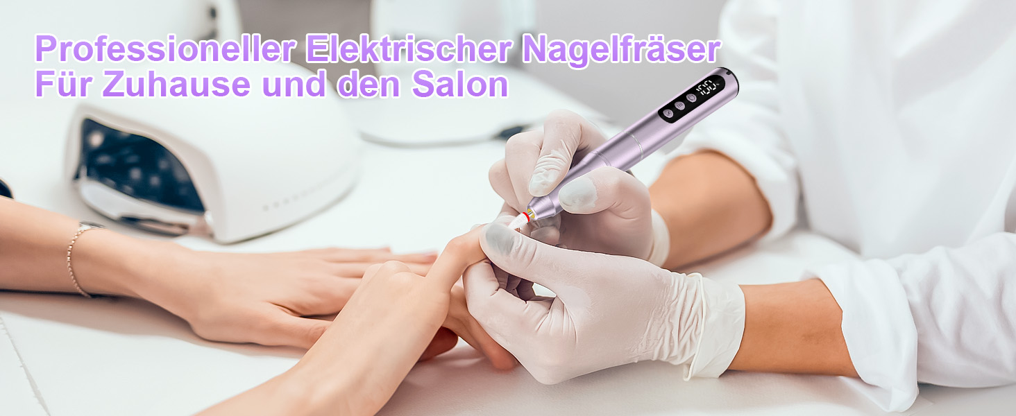 Електричний фрезер для нігтів бездротовий - 12 в 1, 35000 об/хв, для гелю, акрилу, манікюру та педикюру, фіолетовий