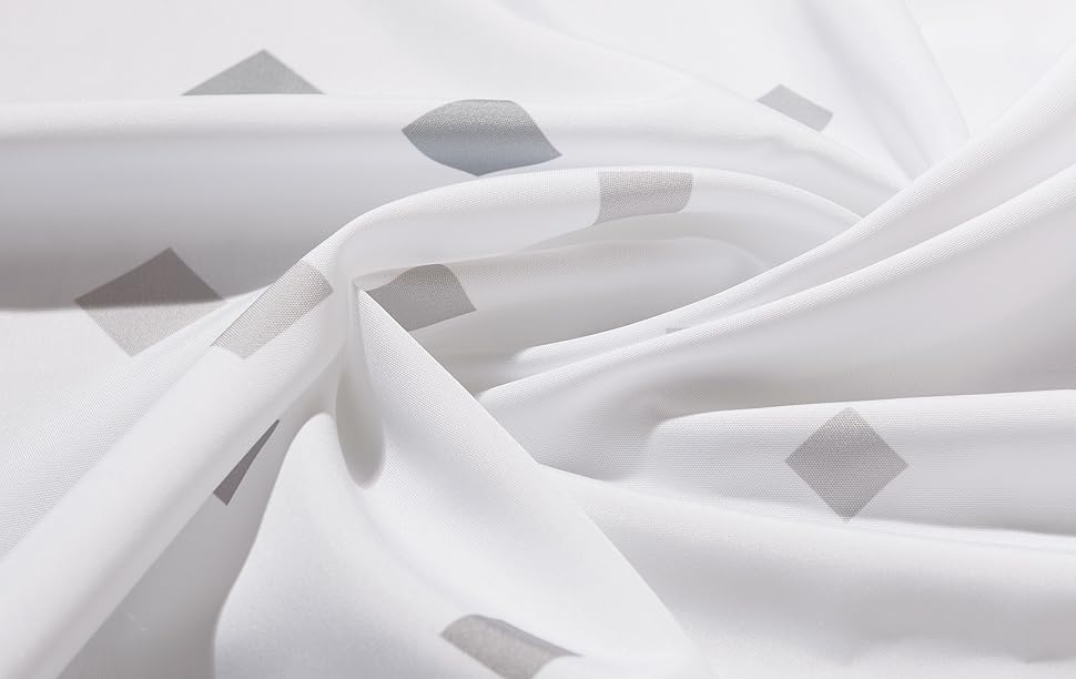 Штора для душу YOUNG DA текстильна біло-сіра з малюнком