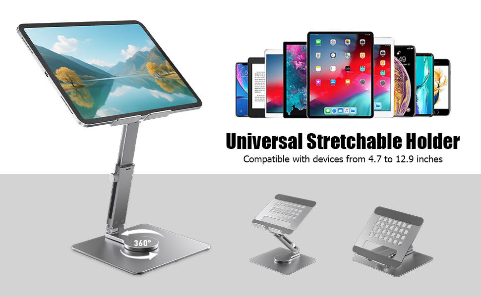 Алюмінієва підставка для iPad та планшетів (4.7–16.5