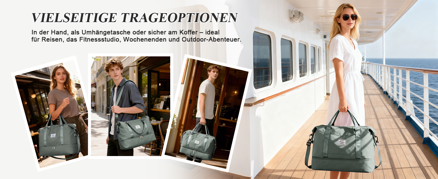 Спортивна сумка для жінок Easyjet 45x36x20 (32L) - водонепроникна дорожня сумка, фітнес-сумка з відділенням для взуття, сірий/армійський колір