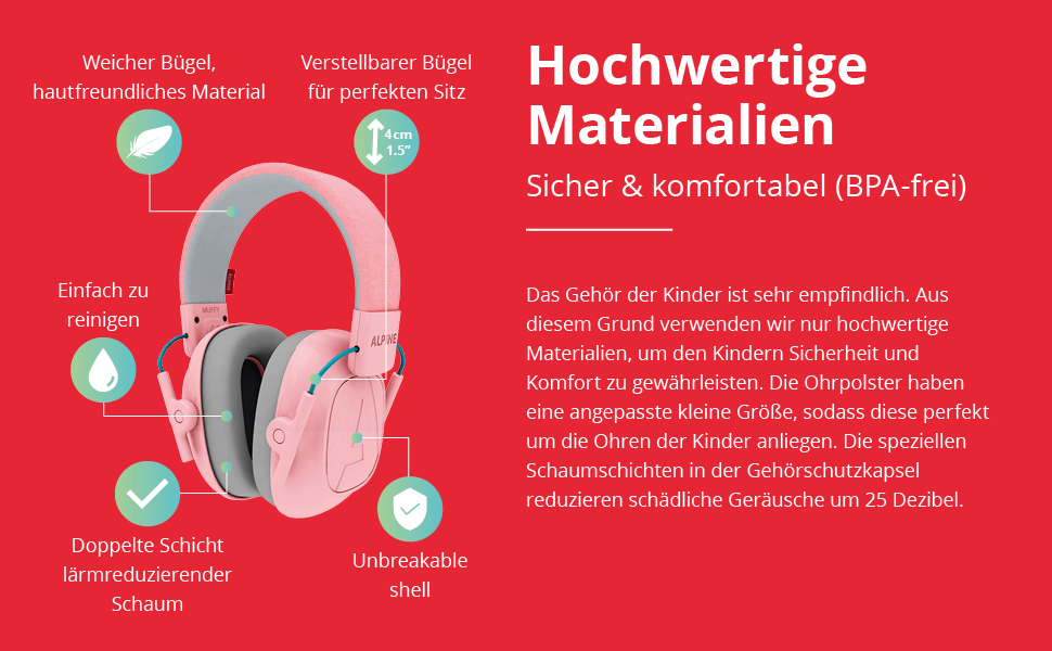 Дитячі навушники шумозахисту Alpine Muffy – комфортний захист вух для дітей до 16 років, рожеві